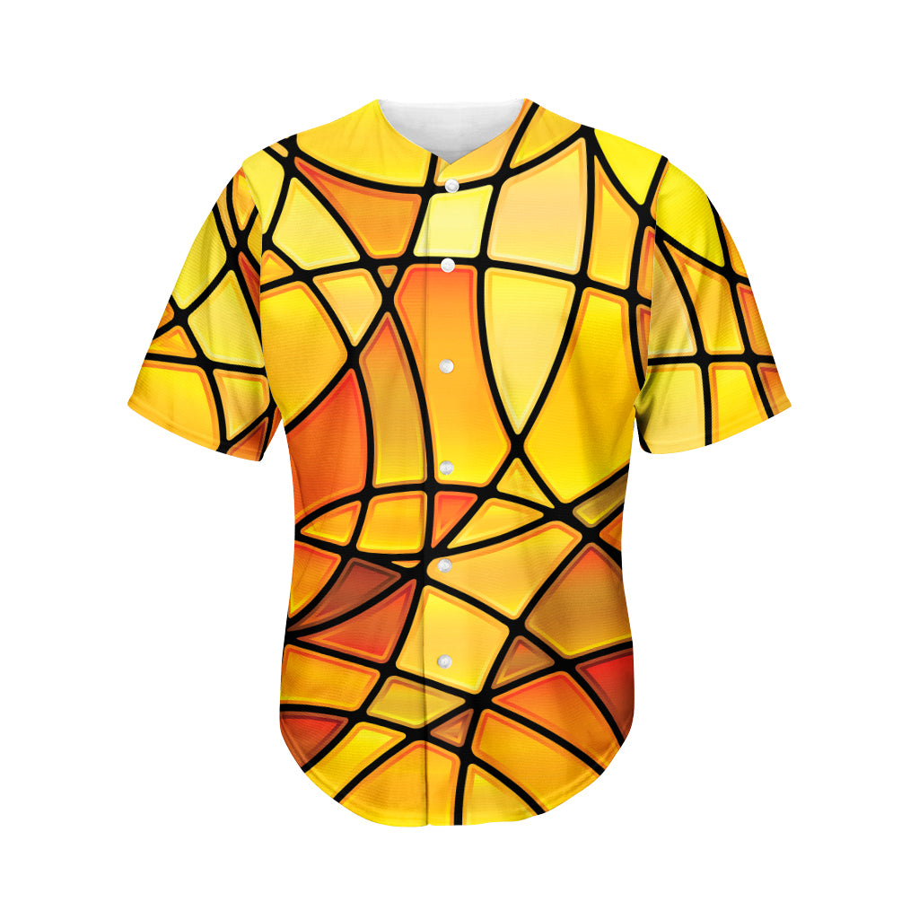 Yellow Stained Glass Mosaic Print Men's Baseball Jersey