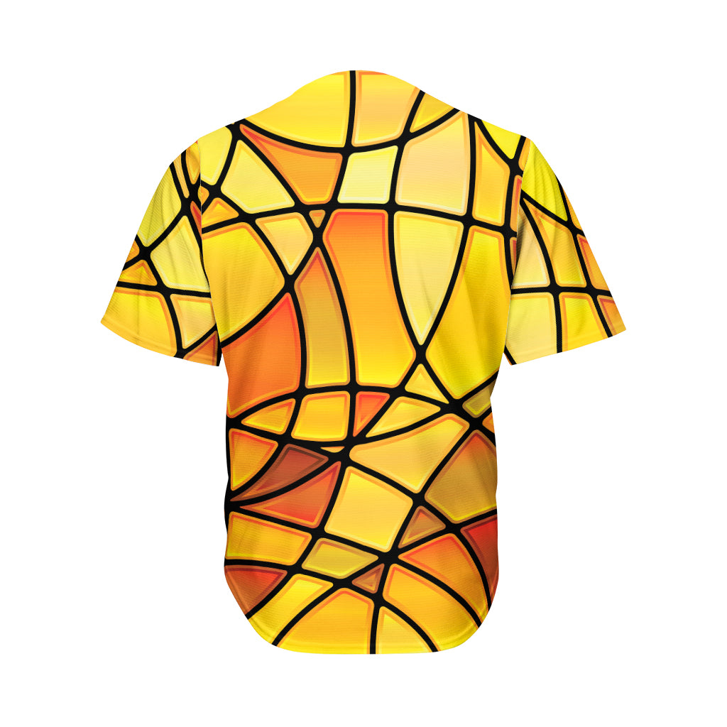 Yellow Stained Glass Mosaic Print Men's Baseball Jersey