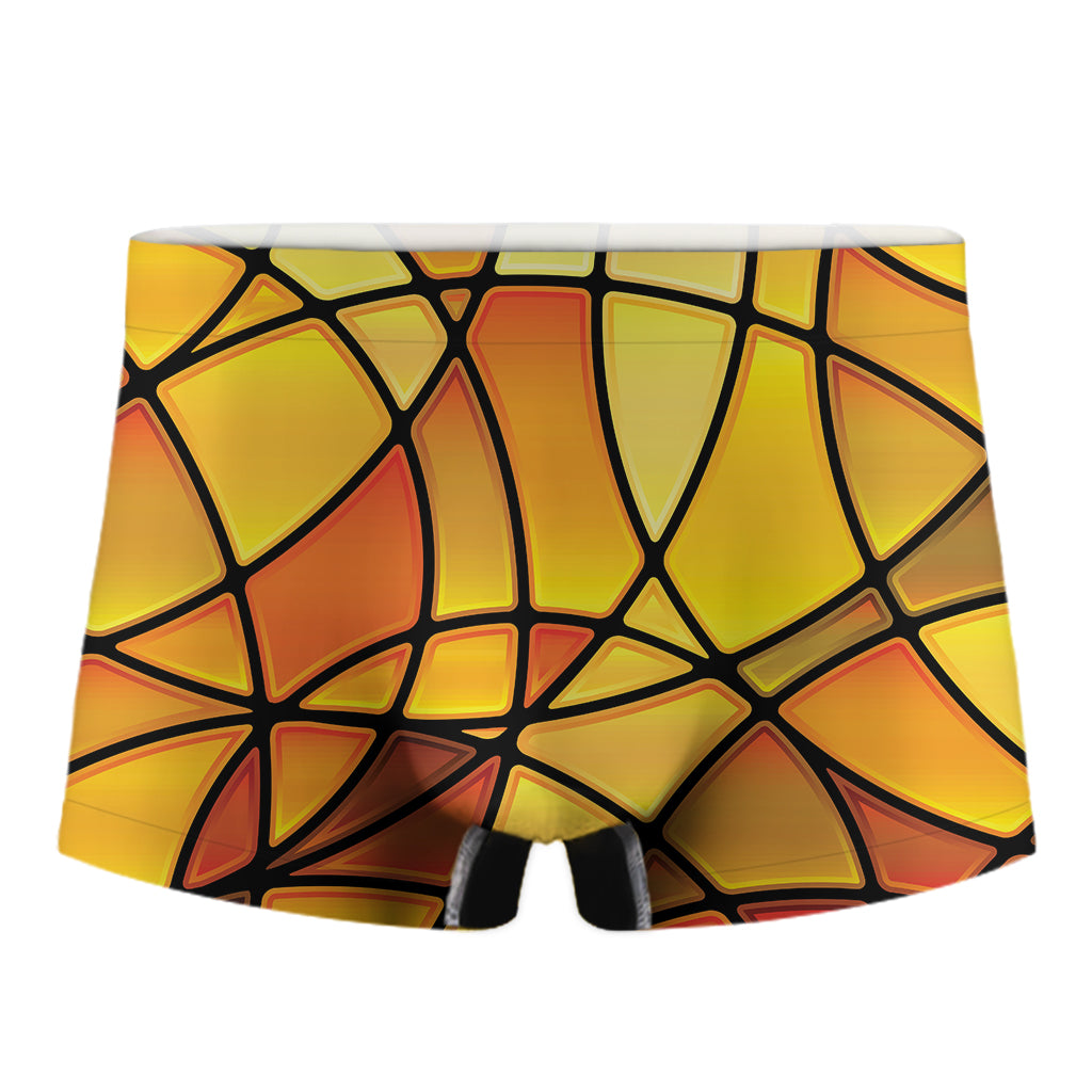 Yellow Stained Glass Mosaic Print Men's Boxer Briefs