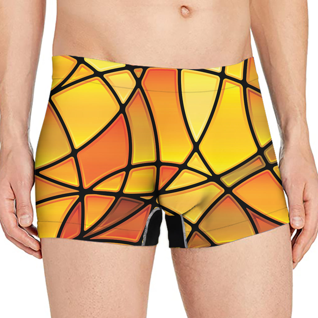 Yellow Stained Glass Mosaic Print Men's Boxer Briefs