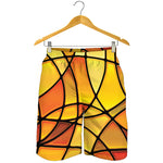Yellow Stained Glass Mosaic Print Men's Shorts