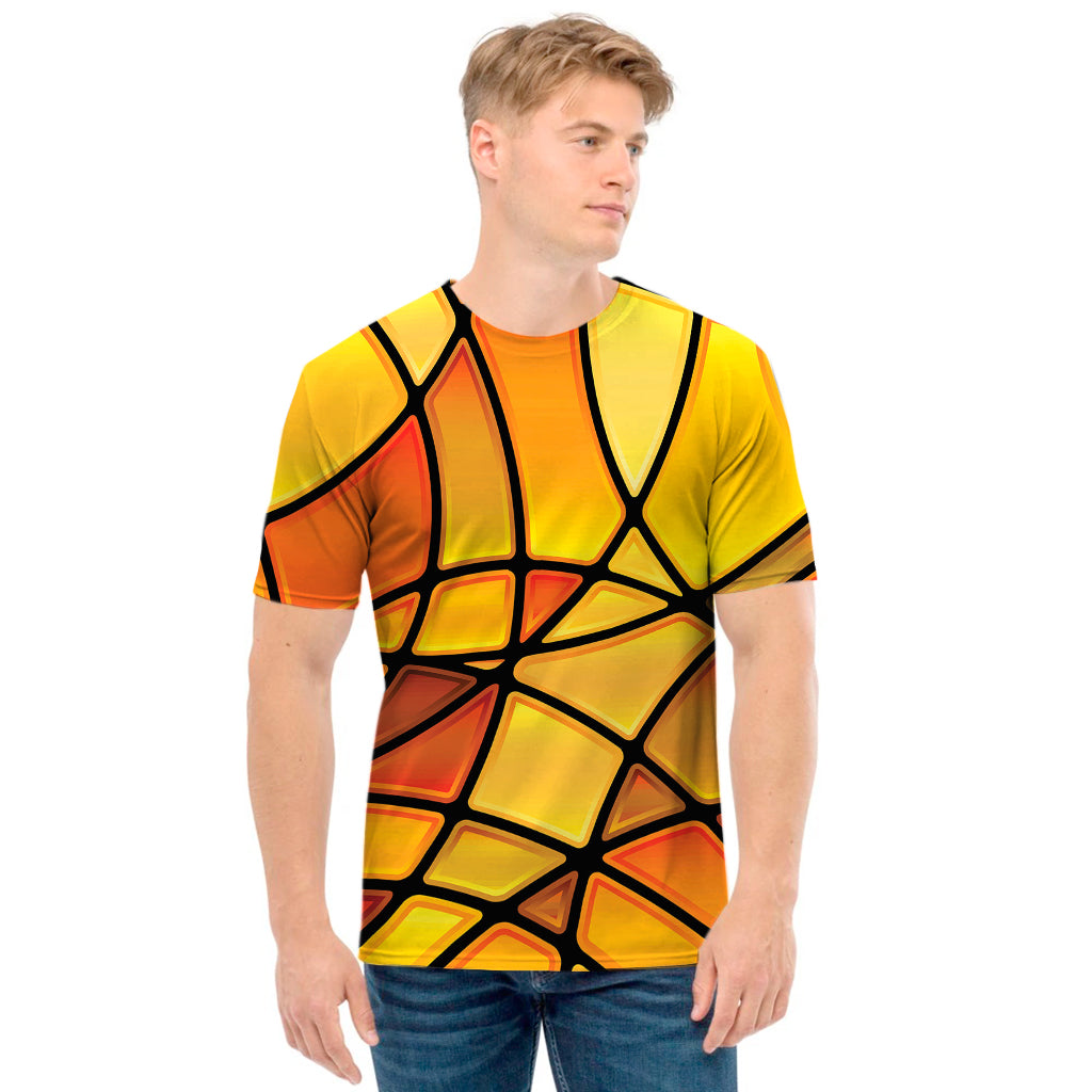 Yellow Stained Glass Mosaic Print Men's T-Shirt