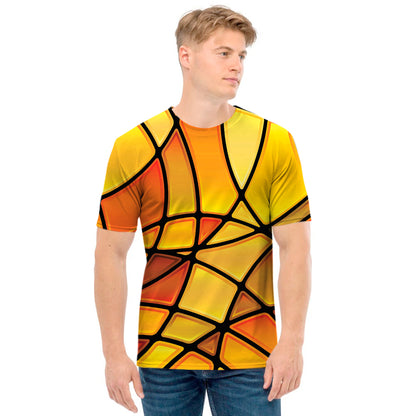 Yellow Stained Glass Mosaic Print Men's T-Shirt