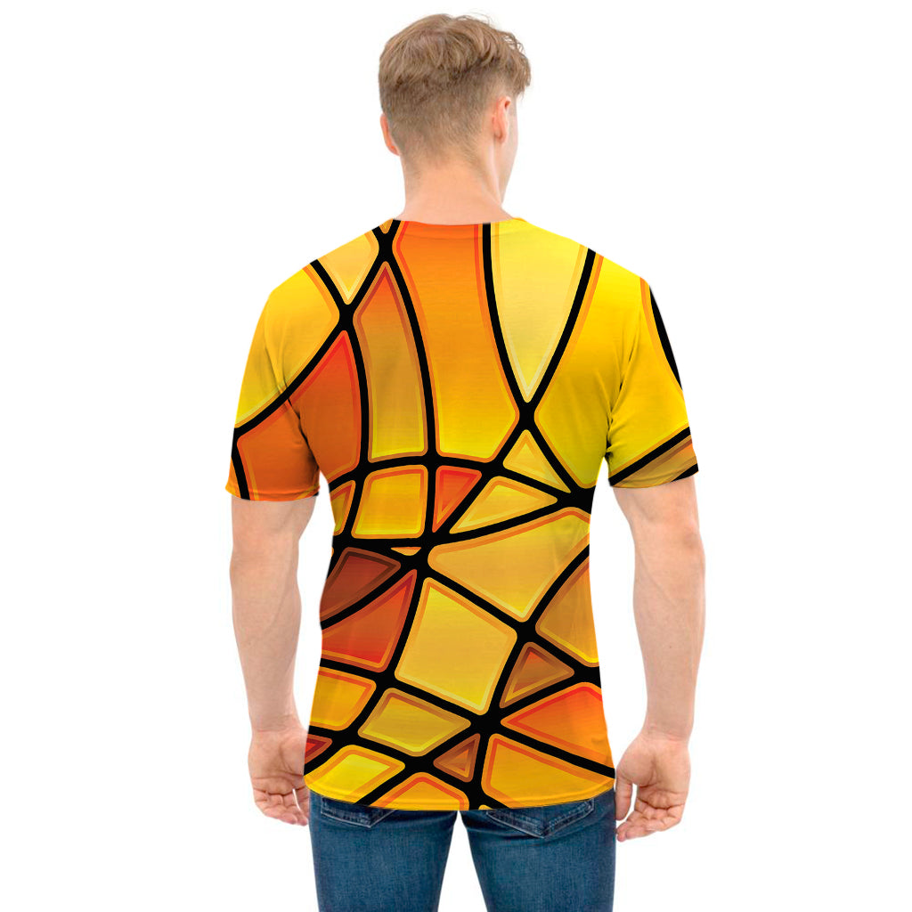 Yellow Stained Glass Mosaic Print Men's T-Shirt