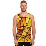 Yellow Stained Glass Mosaic Print Men's Tank Top
