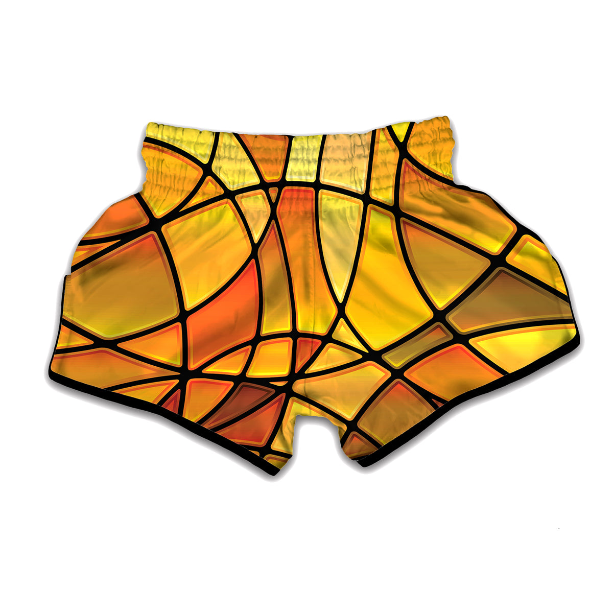 Yellow Stained Glass Mosaic Print Muay Thai Boxing Shorts