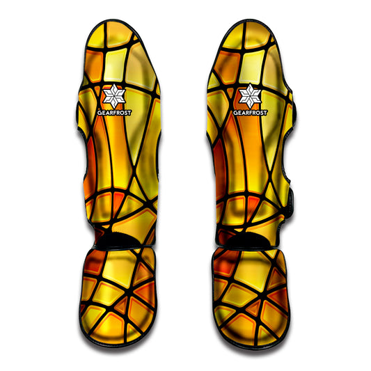 Yellow Stained Glass Mosaic Print Muay Thai Shin Guard