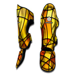 Yellow Stained Glass Mosaic Print Muay Thai Shin Guard