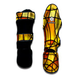 Yellow Stained Glass Mosaic Print Muay Thai Shin Guard