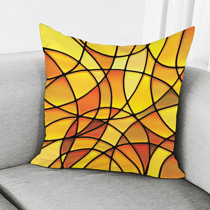 Yellow Stained Glass Mosaic Print Pillow Cover