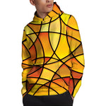 Yellow Stained Glass Mosaic Print Pullover Hoodie