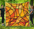 Yellow Stained Glass Mosaic Print Quilt
