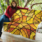 Yellow Stained Glass Mosaic Print Quilt