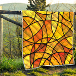 Yellow Stained Glass Mosaic Print Quilt