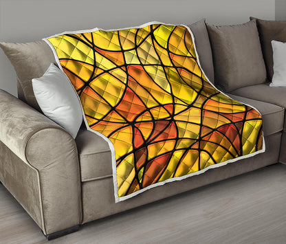 Yellow Stained Glass Mosaic Print Quilt