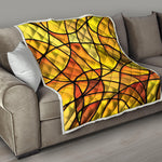 Yellow Stained Glass Mosaic Print Quilt