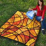 Yellow Stained Glass Mosaic Print Quilt