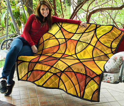 Yellow Stained Glass Mosaic Print Quilt