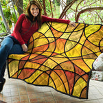 Yellow Stained Glass Mosaic Print Quilt