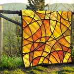 Yellow Stained Glass Mosaic Print Quilt