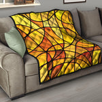 Yellow Stained Glass Mosaic Print Quilt