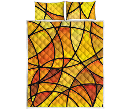 Yellow Stained Glass Mosaic Print Quilt Bed Set