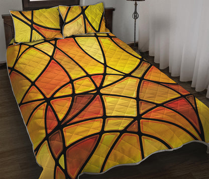 Yellow Stained Glass Mosaic Print Quilt Bed Set