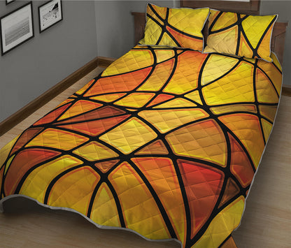 Yellow Stained Glass Mosaic Print Quilt Bed Set