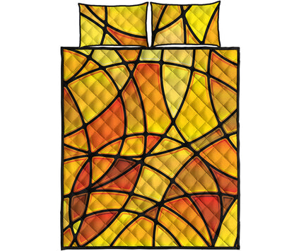 Yellow Stained Glass Mosaic Print Quilt Bed Set
