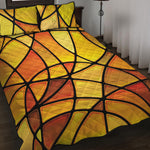 Yellow Stained Glass Mosaic Print Quilt Bed Set