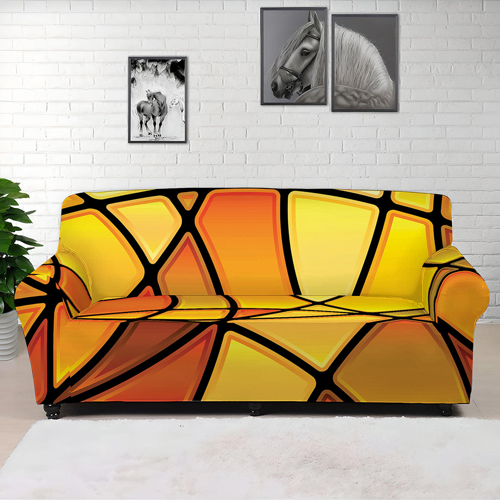 Yellow Stained Glass Mosaic Print Sofa Cover