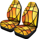 Yellow Stained Glass Mosaic Print Universal Fit Car Seat Covers