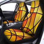 Yellow Stained Glass Mosaic Print Universal Fit Car Seat Covers