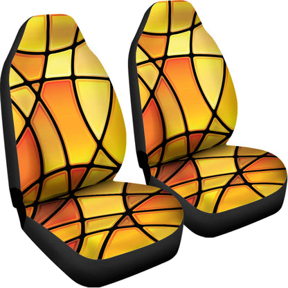 Yellow Stained Glass Mosaic Print Universal Fit Car Seat Covers