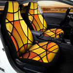 Yellow Stained Glass Mosaic Print Universal Fit Car Seat Covers