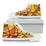Yellow Stained Glass Mosaic Print White High Top Shoes