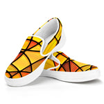 Yellow Stained Glass Mosaic Print White Slip On Shoes