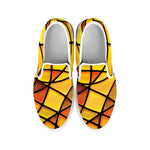Yellow Stained Glass Mosaic Print White Slip On Shoes