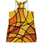 Yellow Stained Glass Mosaic Print Women's Racerback Tank Top