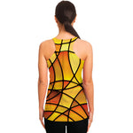 Yellow Stained Glass Mosaic Print Women's Racerback Tank Top