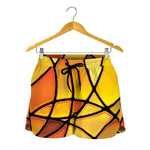 Yellow Stained Glass Mosaic Print Women's Shorts