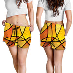Yellow Stained Glass Mosaic Print Women's Shorts