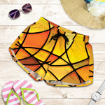 Yellow Stained Glass Mosaic Print Women's Shorts