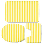 Yellow Striped Pattern Print 3 Piece Bath Mat Set