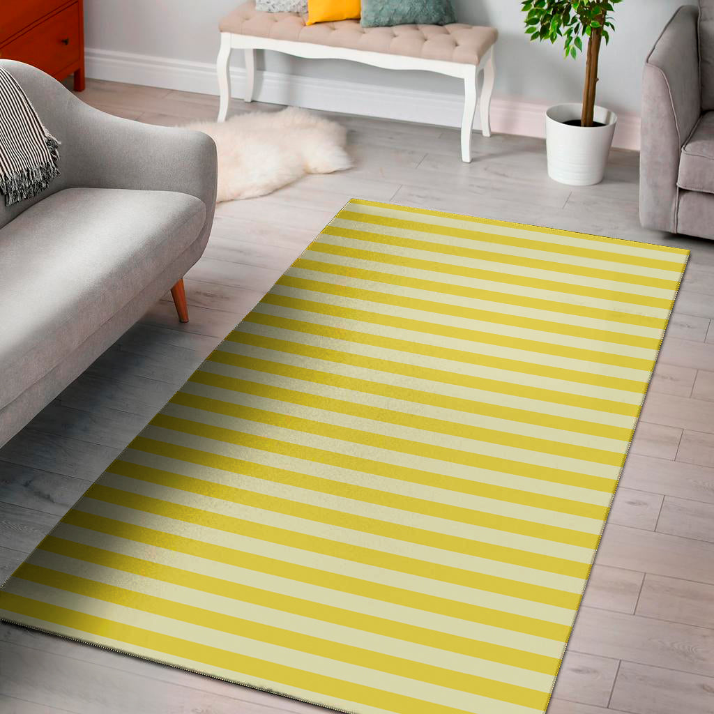 Yellow Striped Pattern Print Area Rug