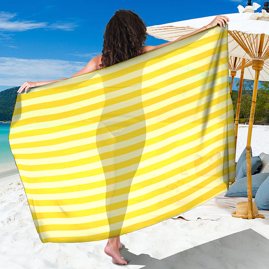 Yellow Striped Pattern Print Beach Sarong Wrap