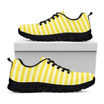 Yellow Striped Pattern Print Black Sneakers