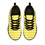 Yellow Striped Pattern Print Black Sneakers