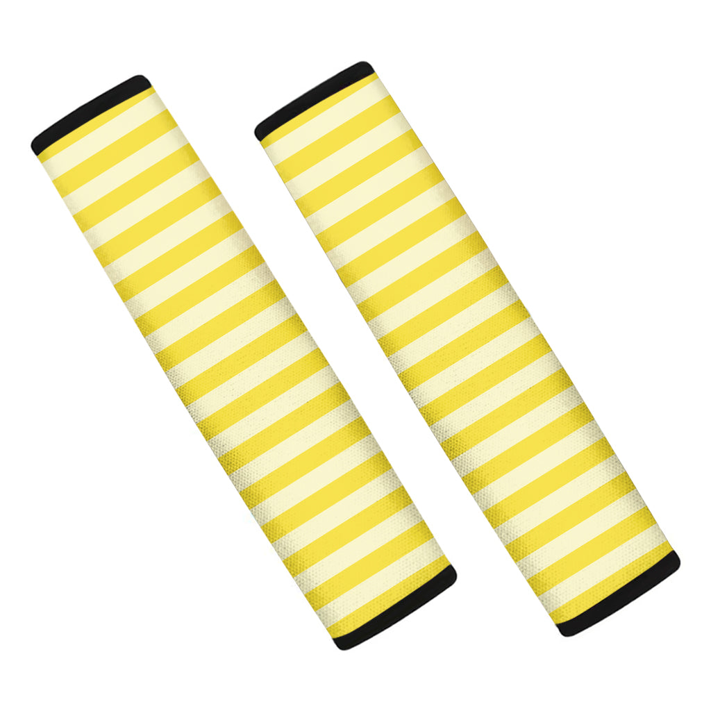 Yellow Striped Pattern Print Car Seat Belt Covers