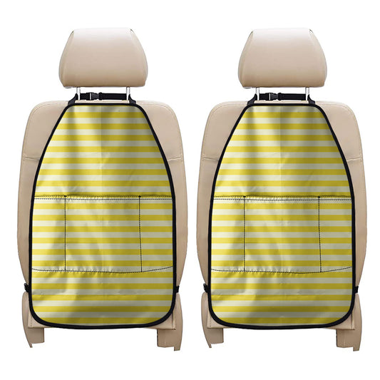 Yellow Striped Pattern Print Car Seat Organizers